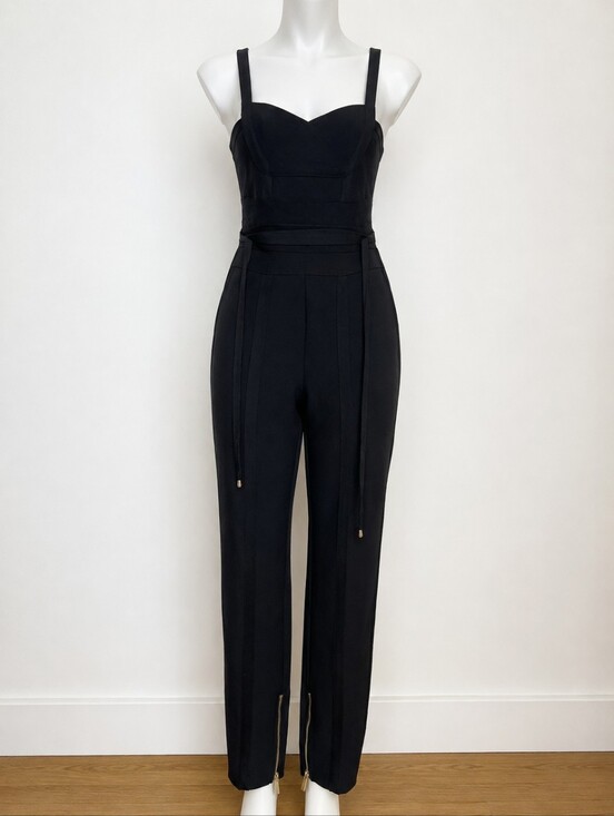 Bella Barnett Pants - Bella Barnett Bondage Style Jumpsuit With Ankle Zippers, Sweetheart Neck Line- L